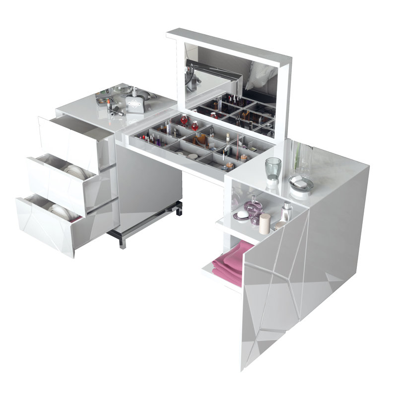 Orren Ellis Natividad Makeup Vanity Set with Mirror Wayfair